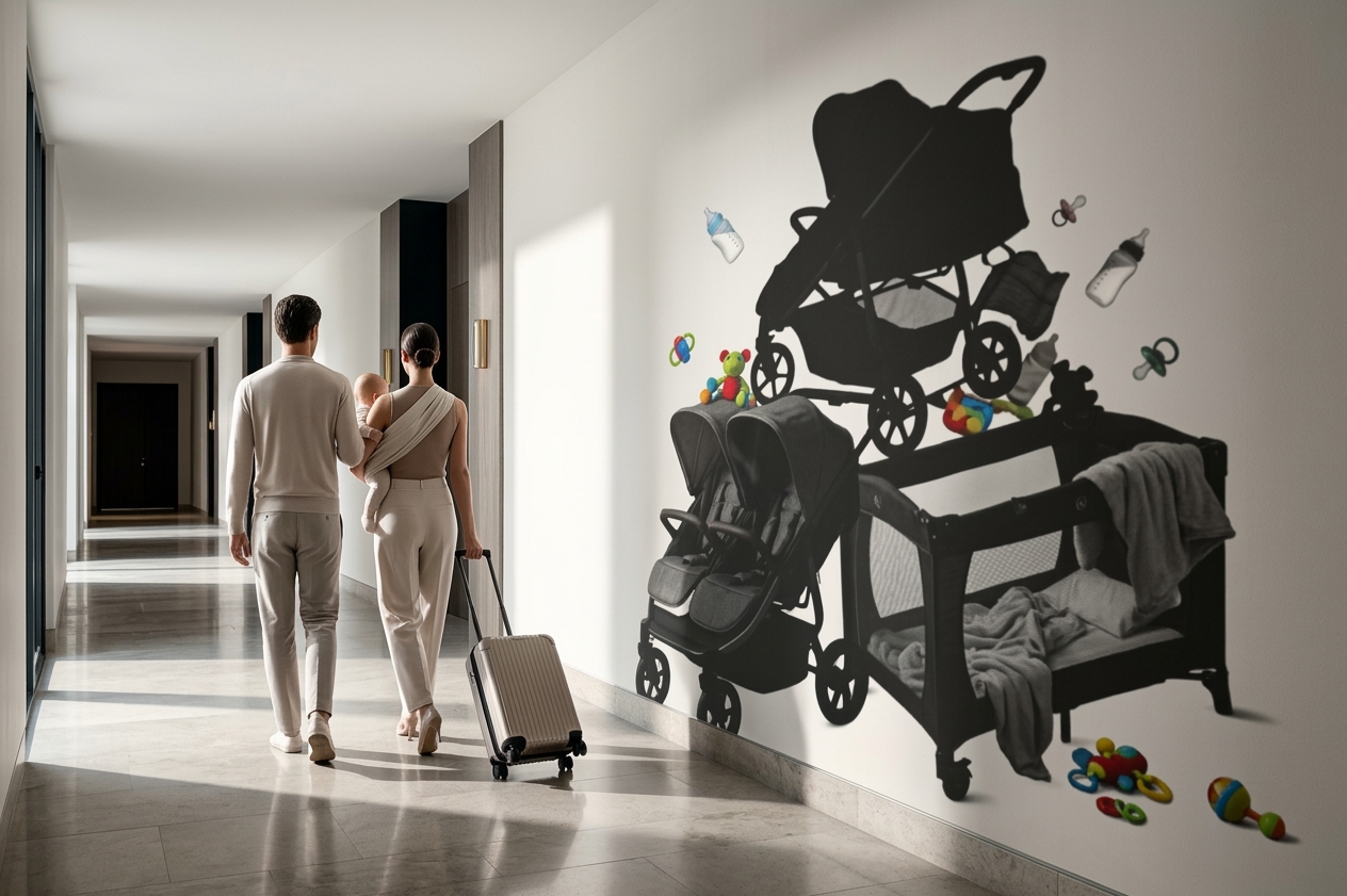 Family booking — two adults and one infant